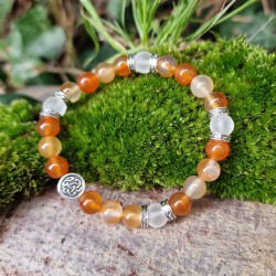 Cornaline et Cristal de Roche - bracelet large