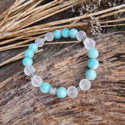 Amazonite et Cristal de Roche - bracelet small
