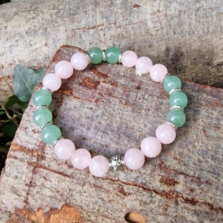 Quartz rose et Aventurine verte - bracelet small