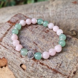 Quartz rose et Aventurine verte - bracelet médium