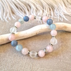Quartz Rose, Aigue Marine, Aventurine Bleue - Bracelet small
