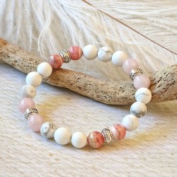 Magnésite, Quartz rose et Rhodochrosite- bracelet small