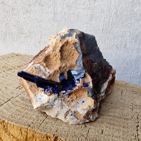 Azurite - Cristaux sur gangue - Maroc