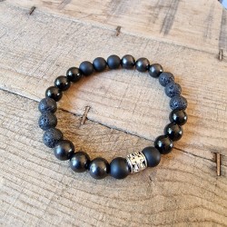 Tourmaline, Shungite, Pierre de lave, Onyx - bracelet large