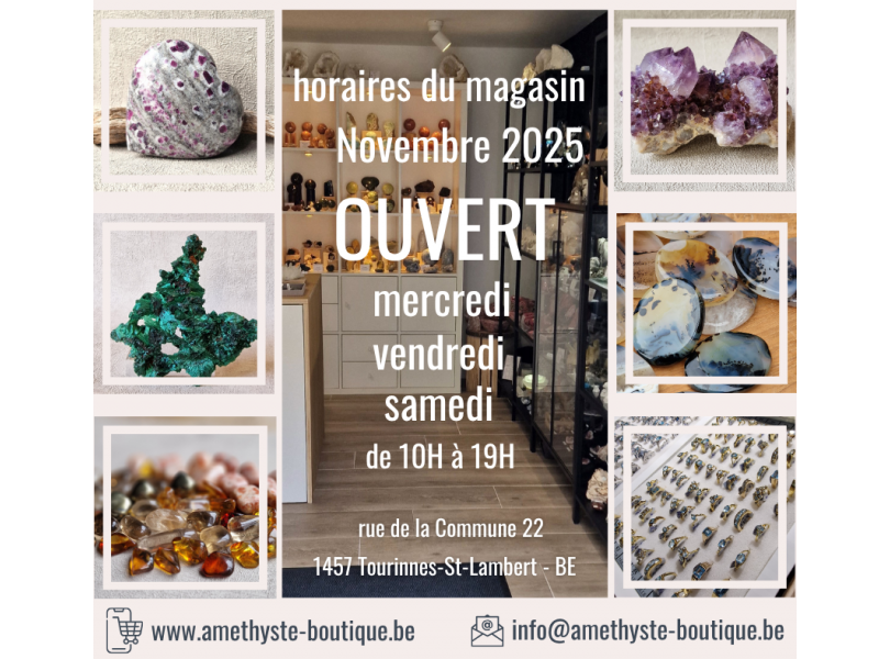 L'Améthyste.be - horaires novembre 2025