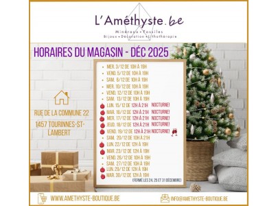 L'Améthyste.be - horaires décembre 2025