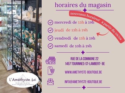 L'Améthyste.be - horaires septembre 2026
